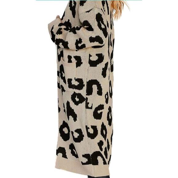 Vestidos open front leopard print duster women’s medium w/2 hip pockets - Picture 4 of 9